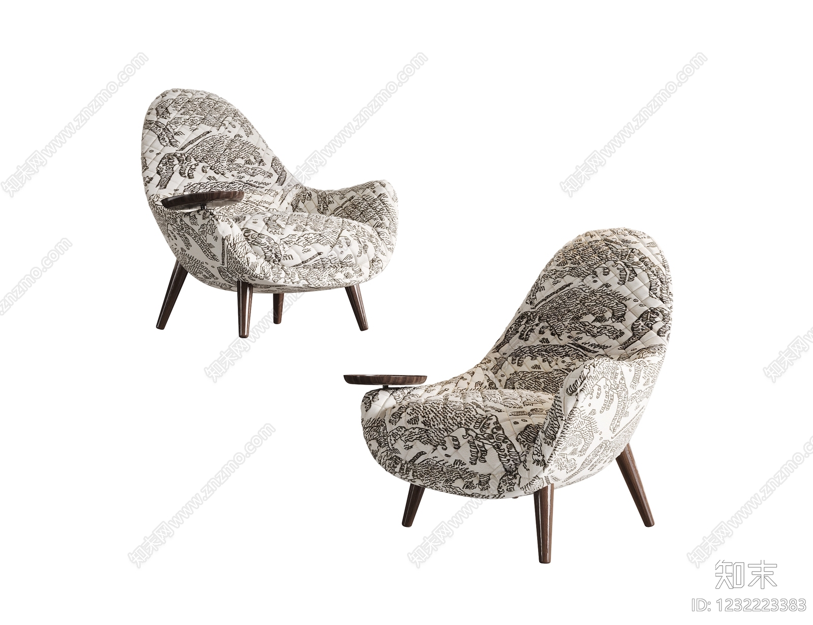 中古风单人沙发3D模型下载【ID:1232223383】