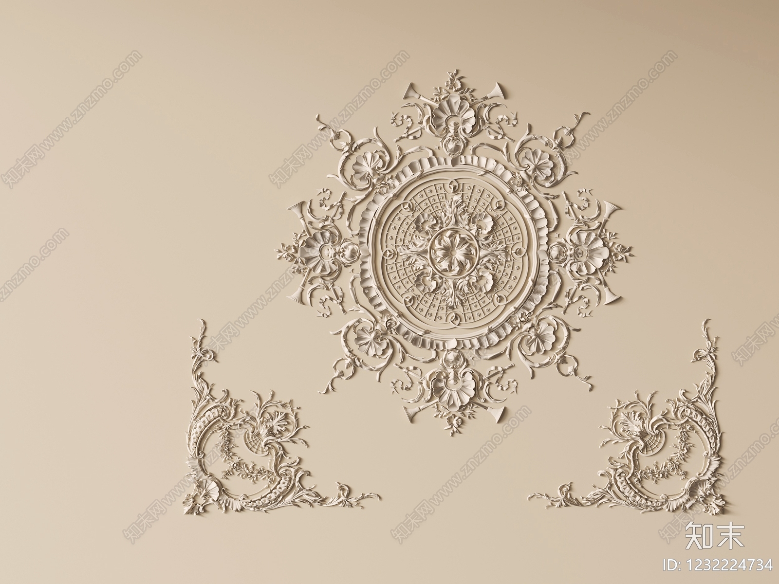 法式雕花3D模型下载【ID:1232224734】