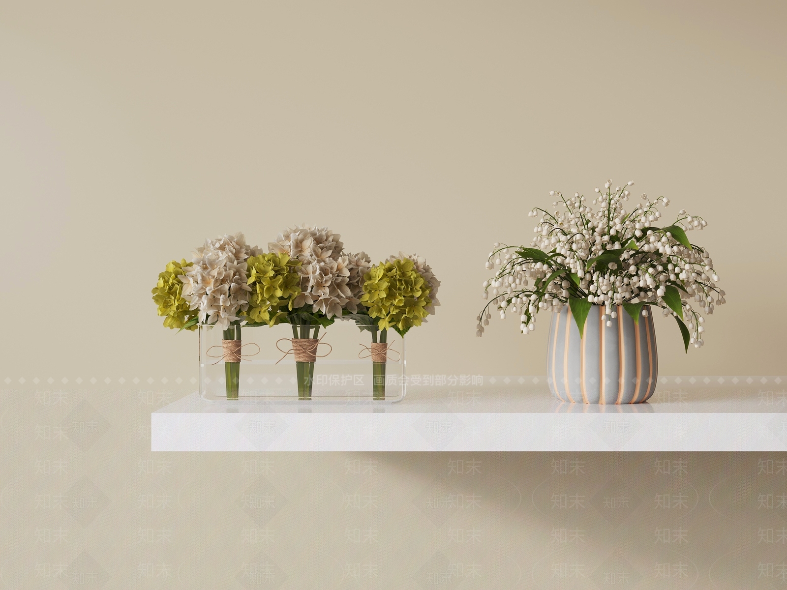 奶油风花艺3D模型下载【ID:1232224931】