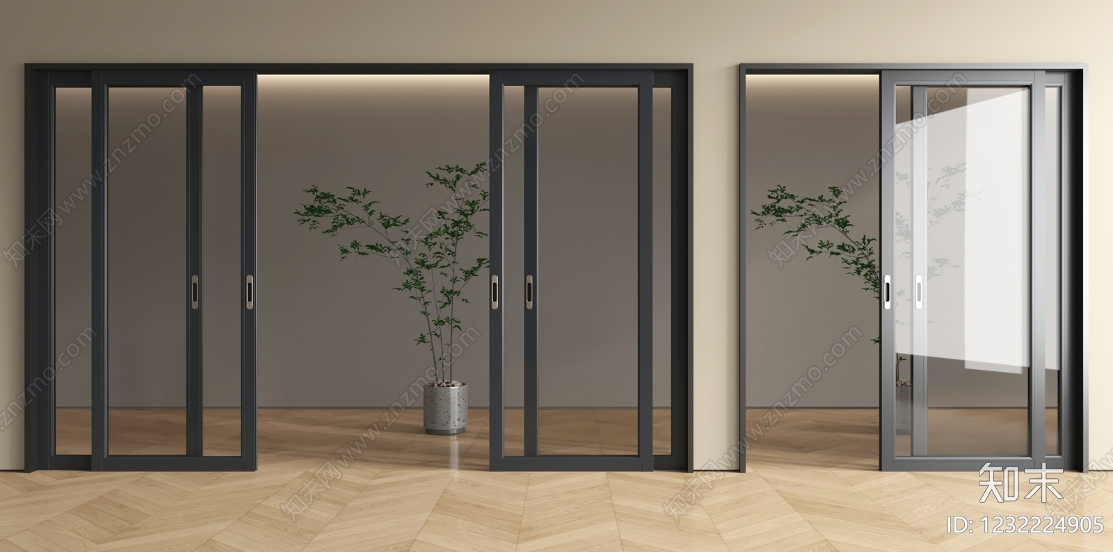 现代简约推拉门3D模型下载【ID:1232224905】