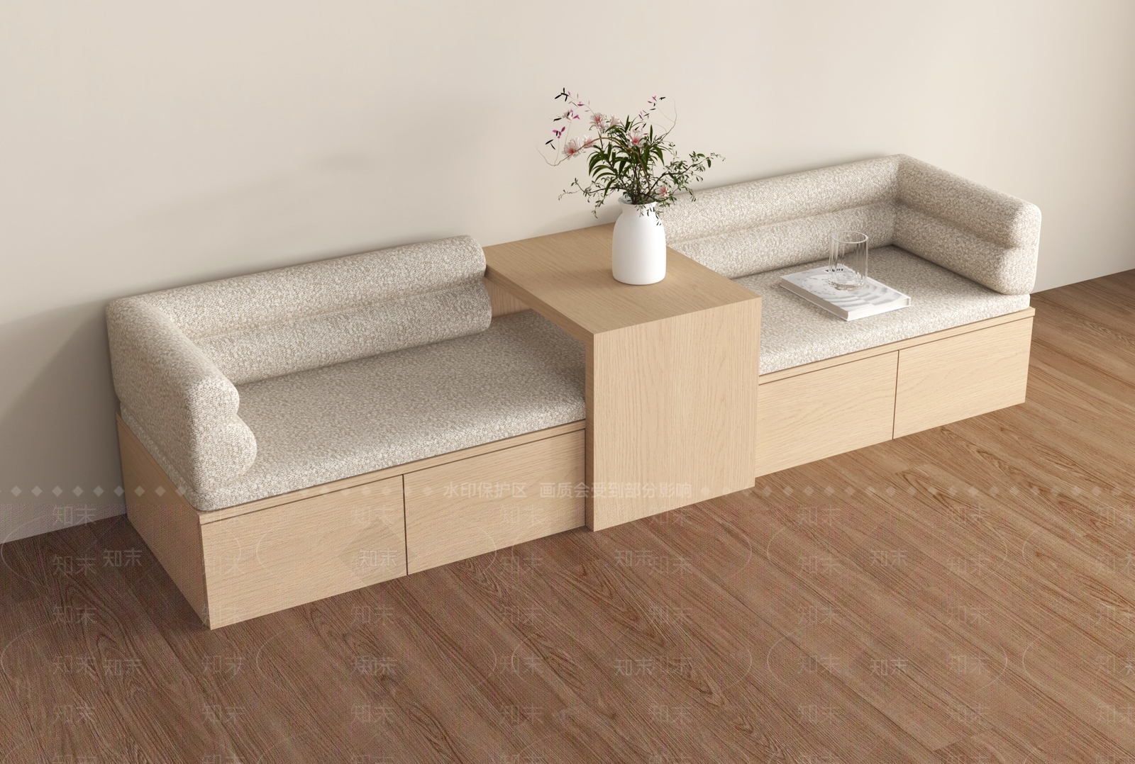 原木风卡座沙发3D模型下载【ID:1232225260】