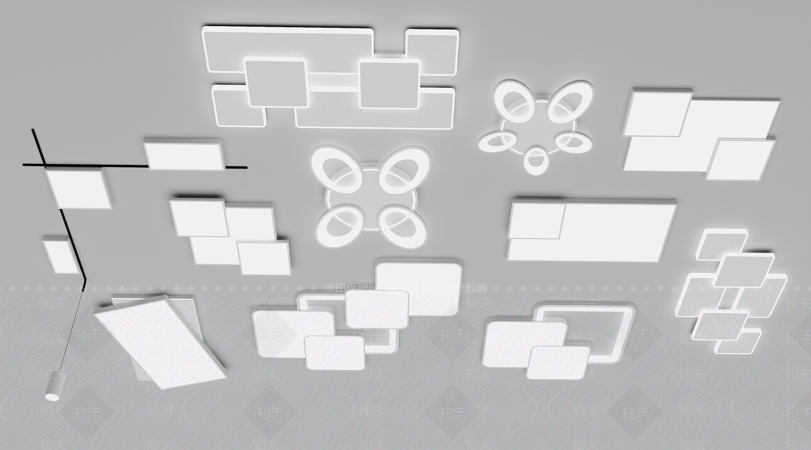 现代简约吸顶灯3D模型下载【ID:1232225215】