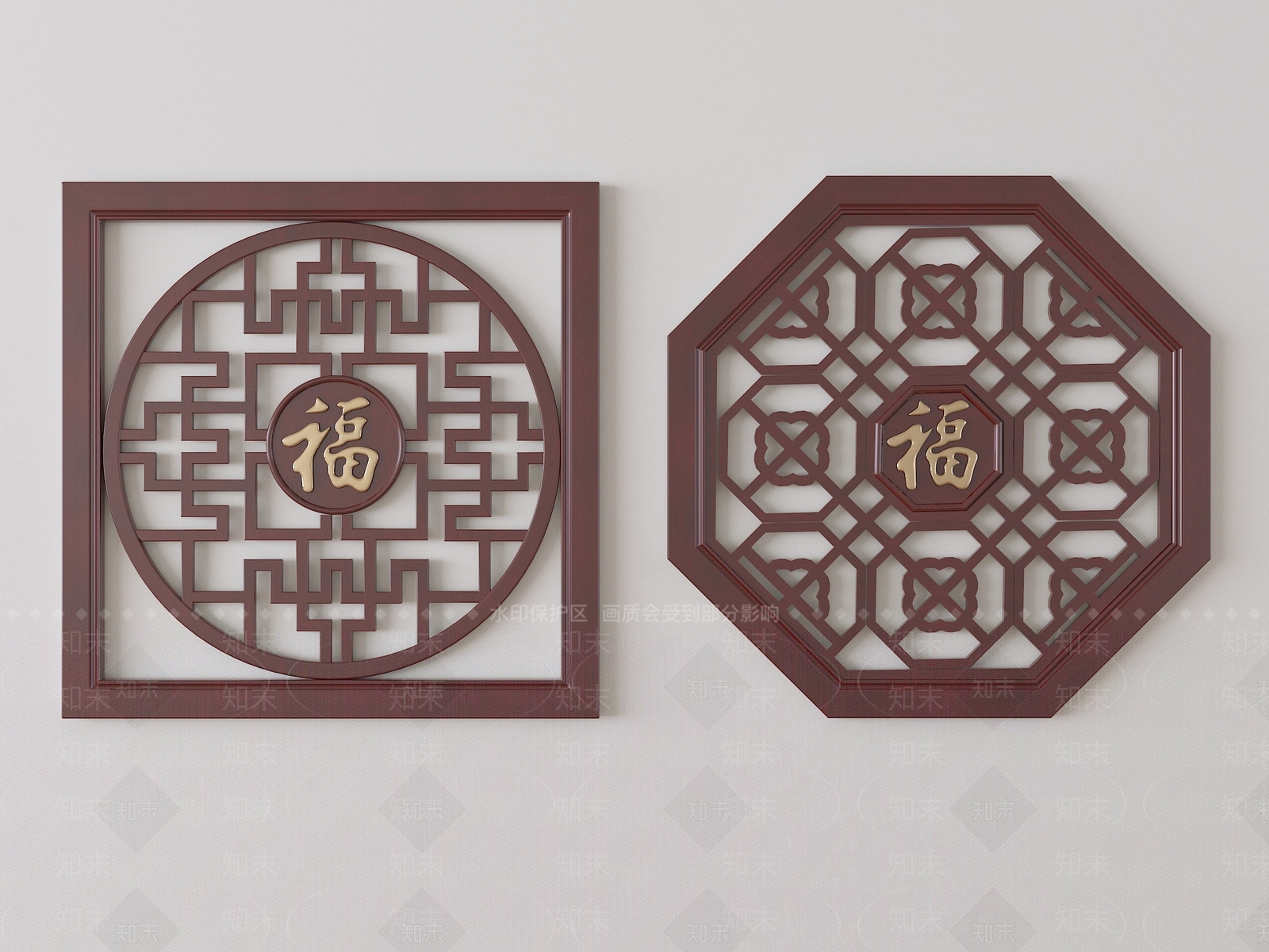 中式花格3D模型下载【ID:1232225334】