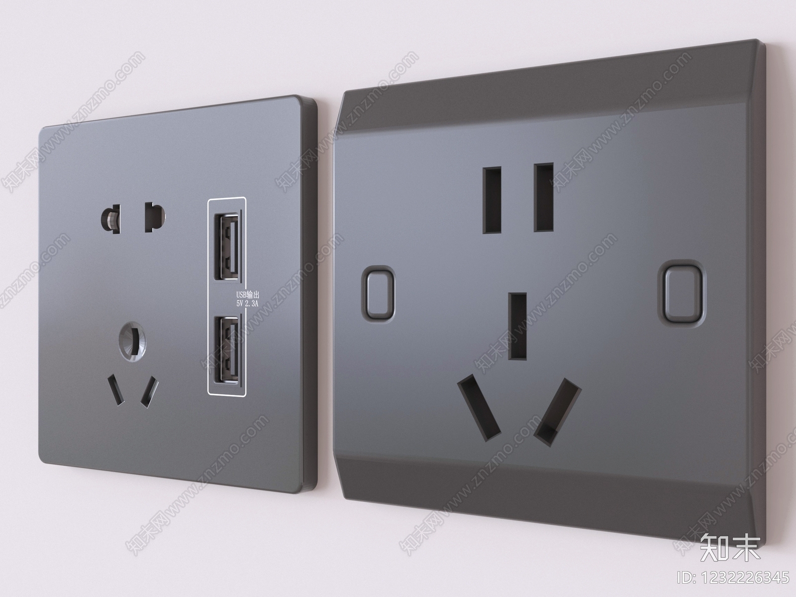 现代简约插座3D模型下载【ID:1232226345】