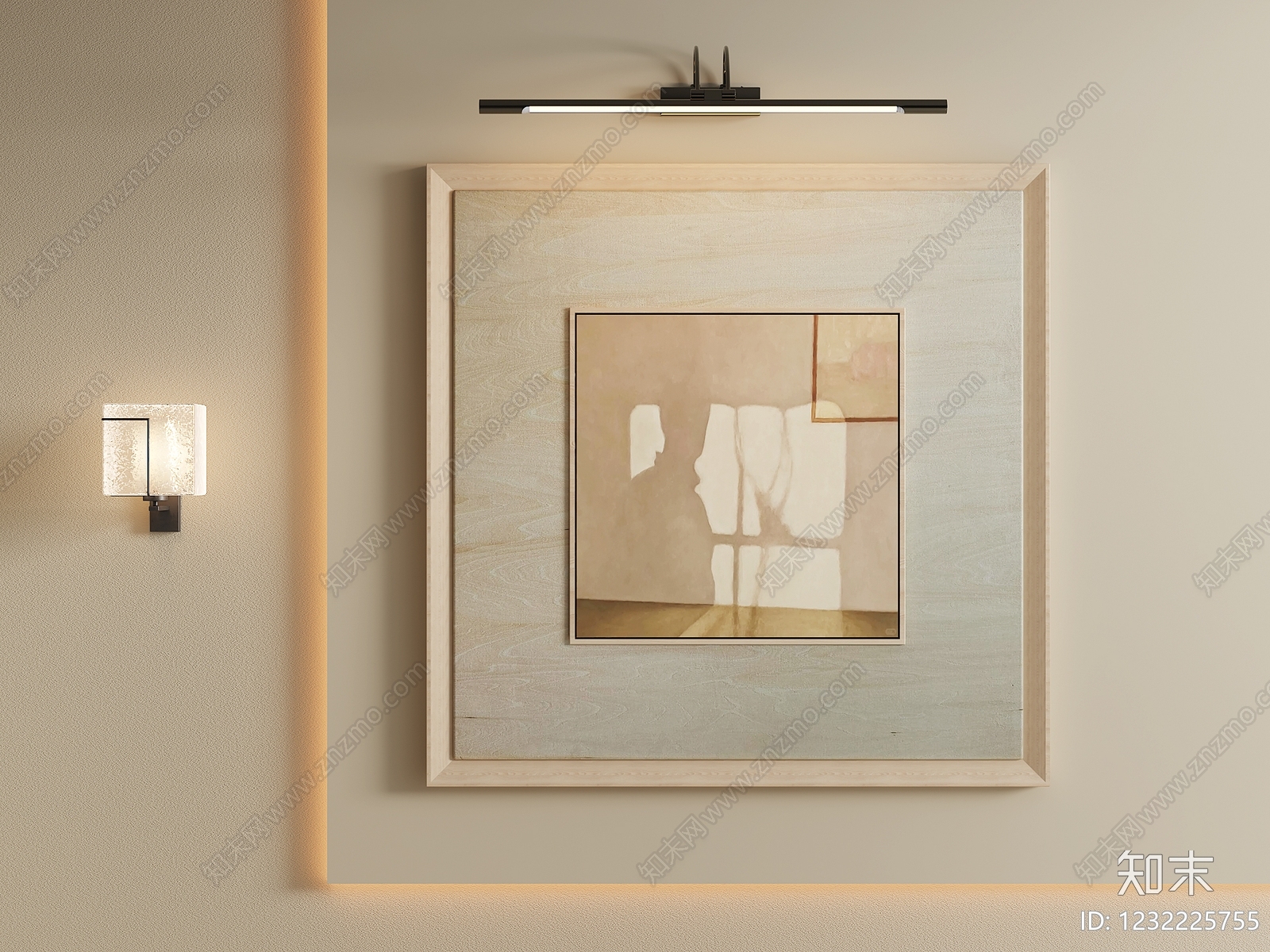 原木风抽象挂画3D模型下载【ID:1232225755】