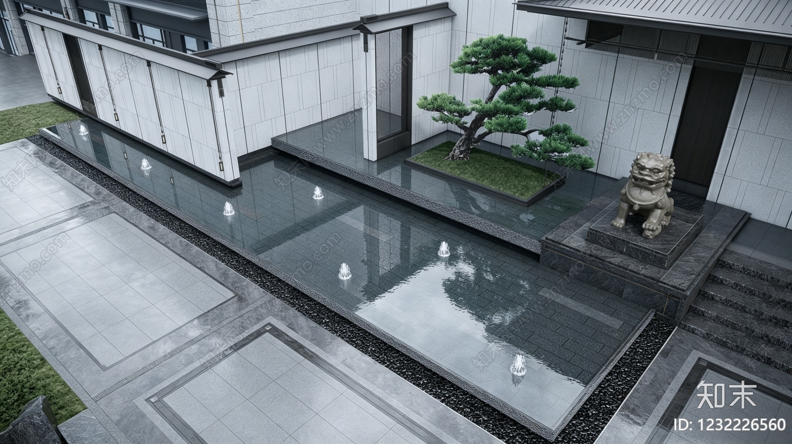 镜面水景cad施工图下载【ID:1232226560】