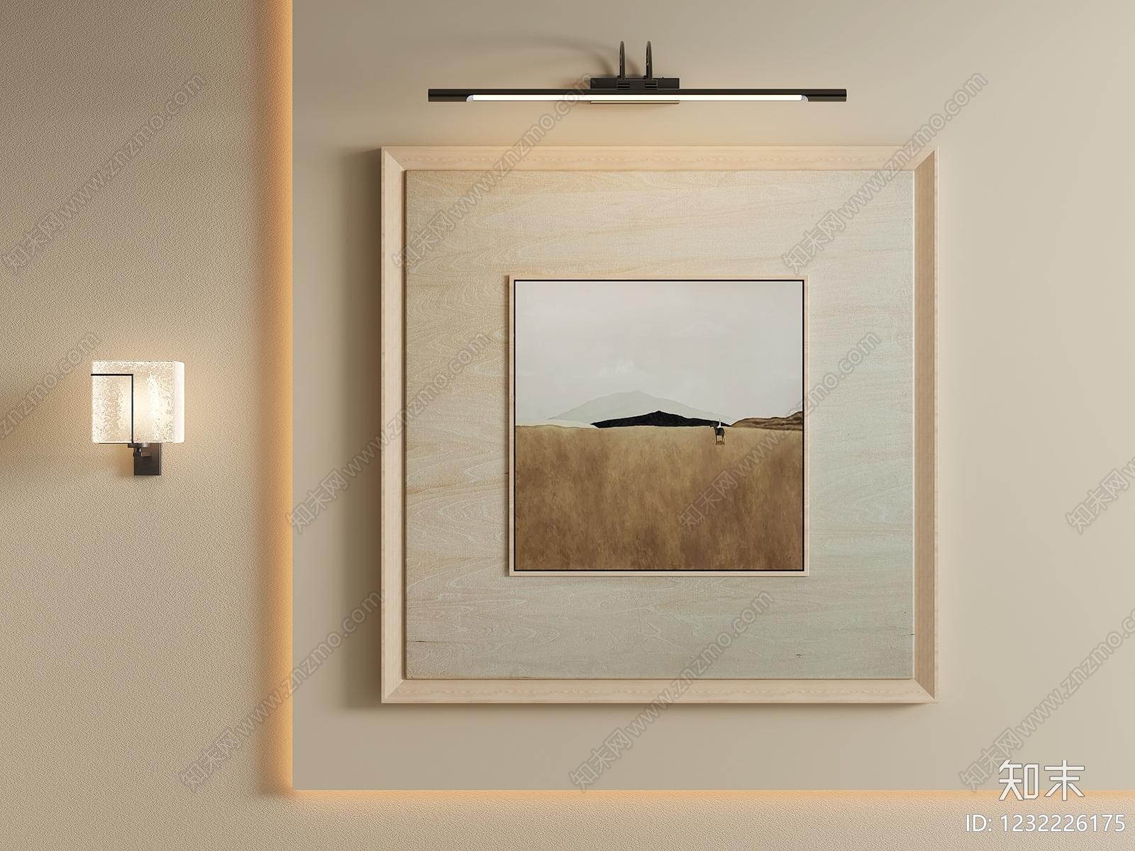 原木风挂画3D模型下载【ID:1232226175】