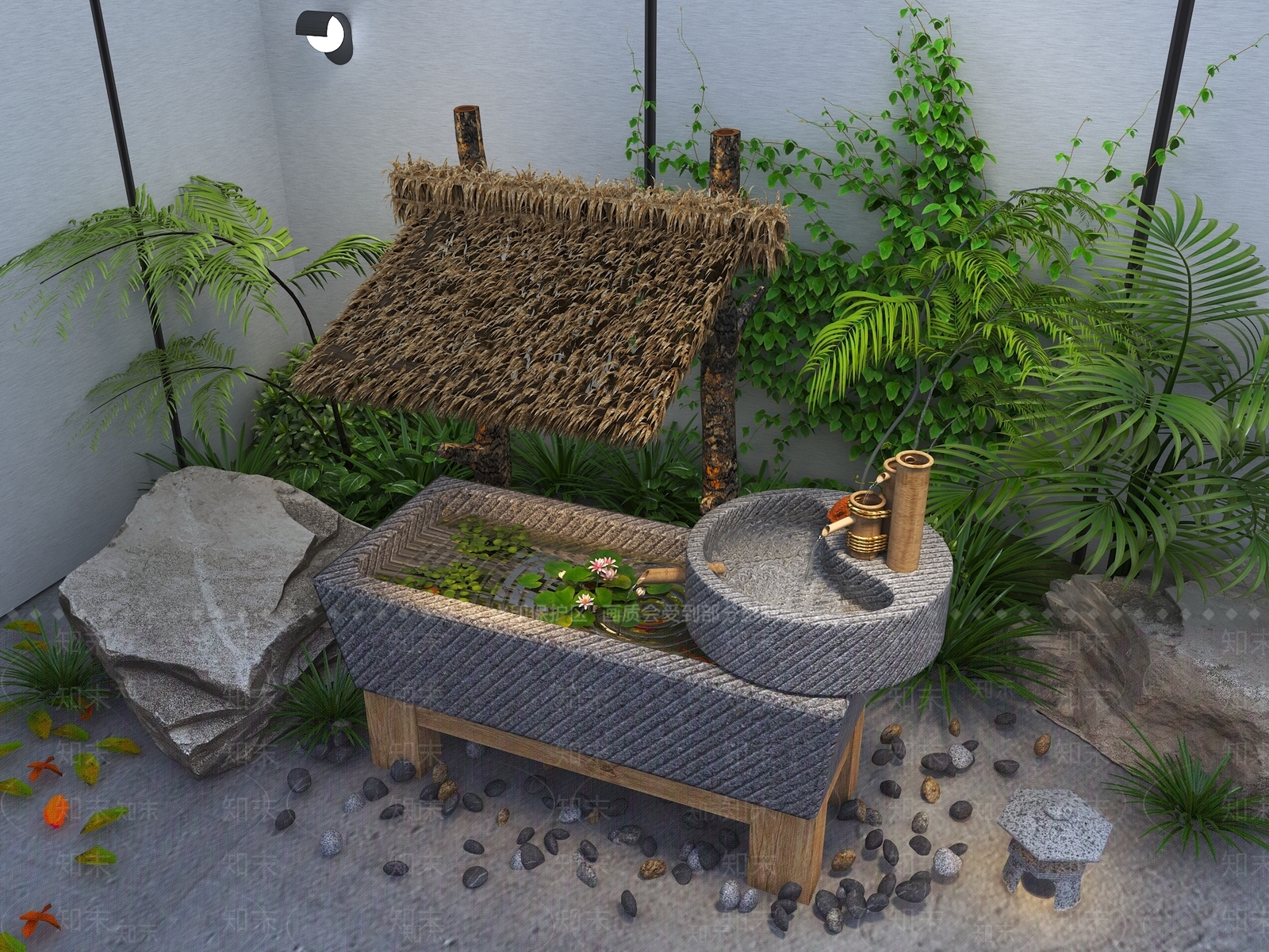日式室内景观3D模型下载【ID:1232226564】