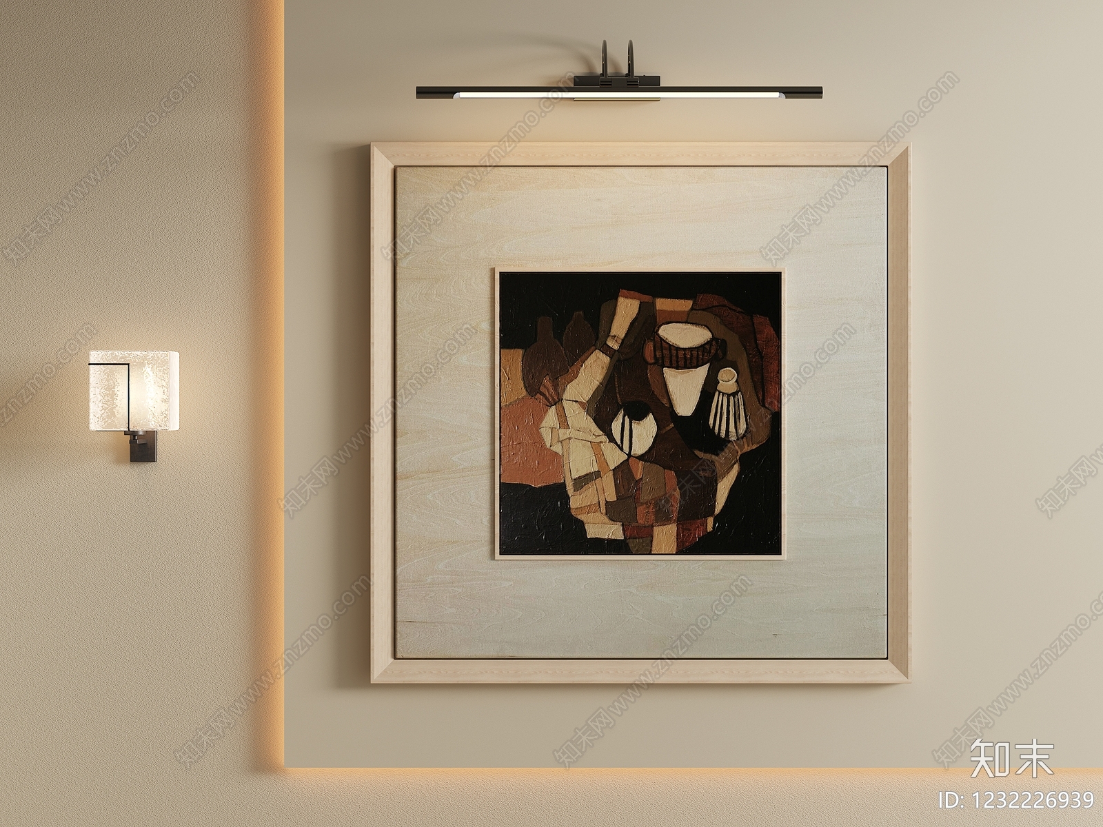 原木风抽象挂画3D模型下载【ID:1232226939】