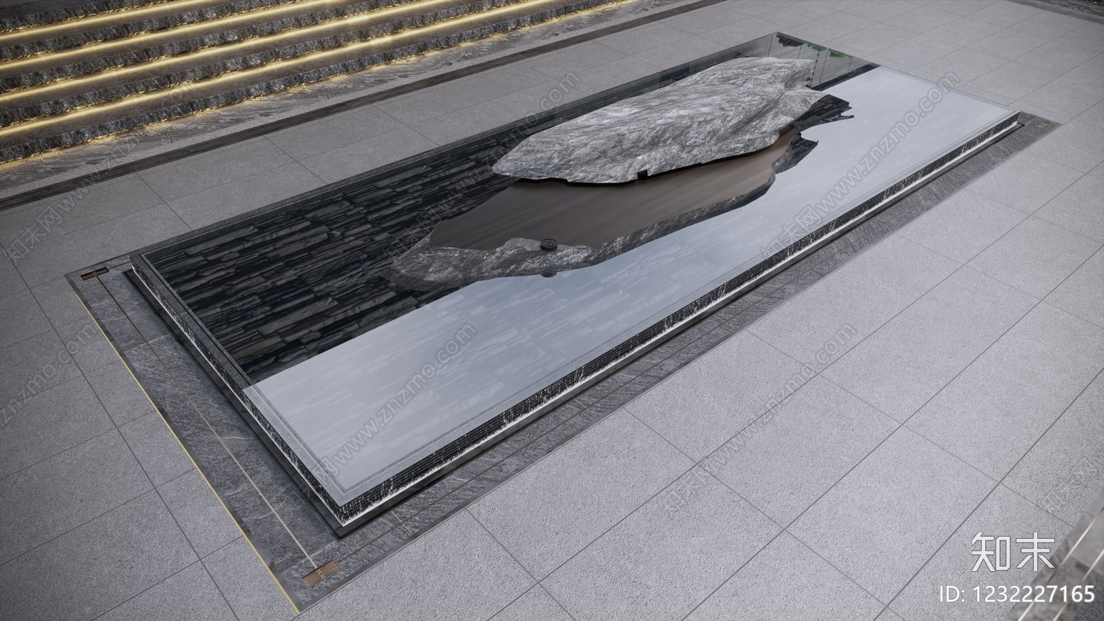 镜面水景cad施工图下载【ID:1232227165】