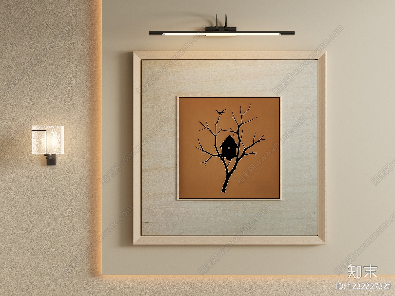 原木风挂画3D模型下载【ID:1232227321】