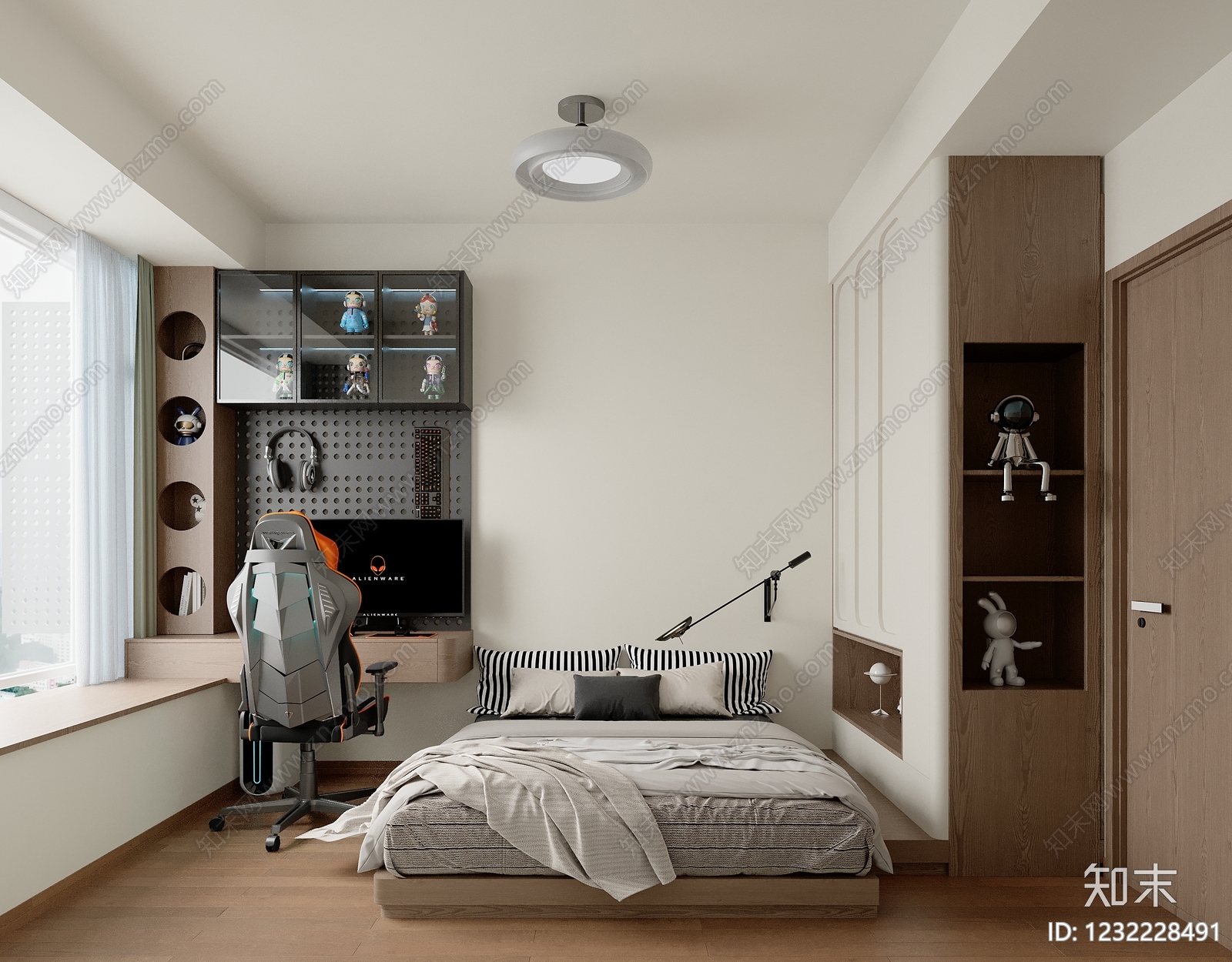 现代简约男孩房3D模型下载【ID:1232228491】