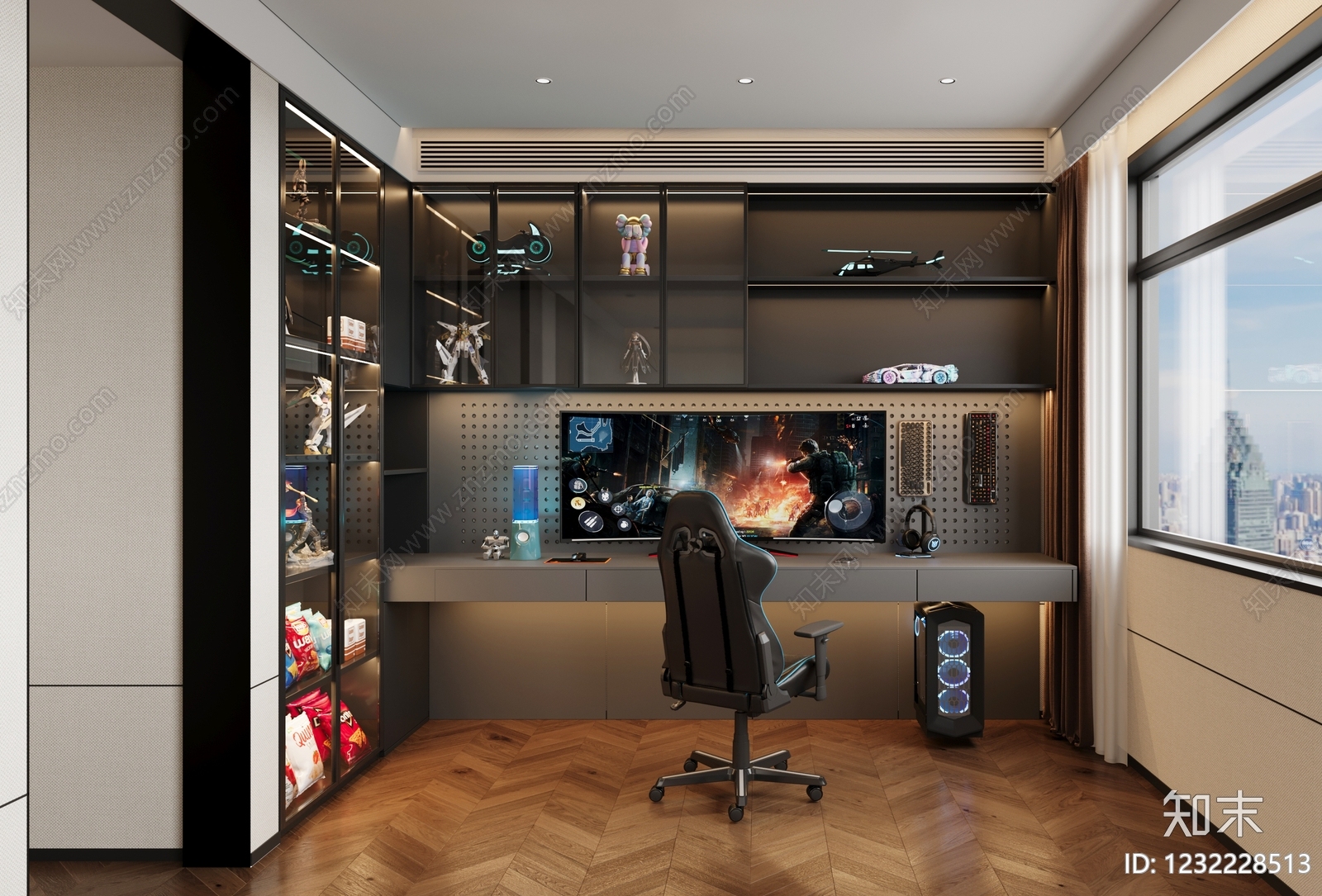 现代书房3D模型下载【ID:1232228513】