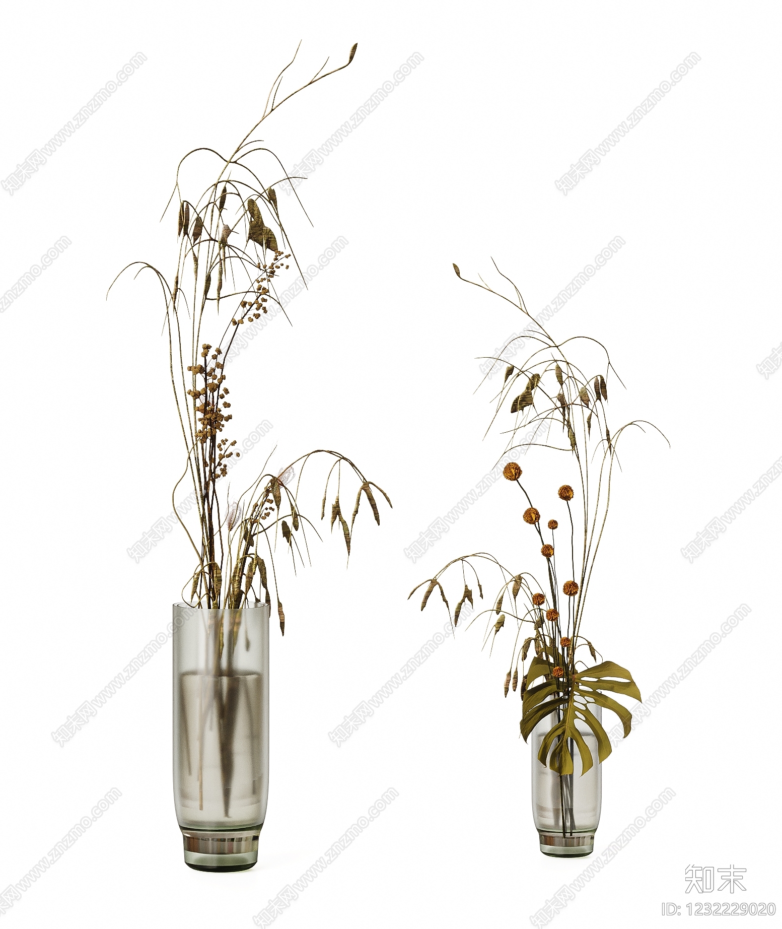 侘寂植物组合SU模型下载【ID:1232229020】