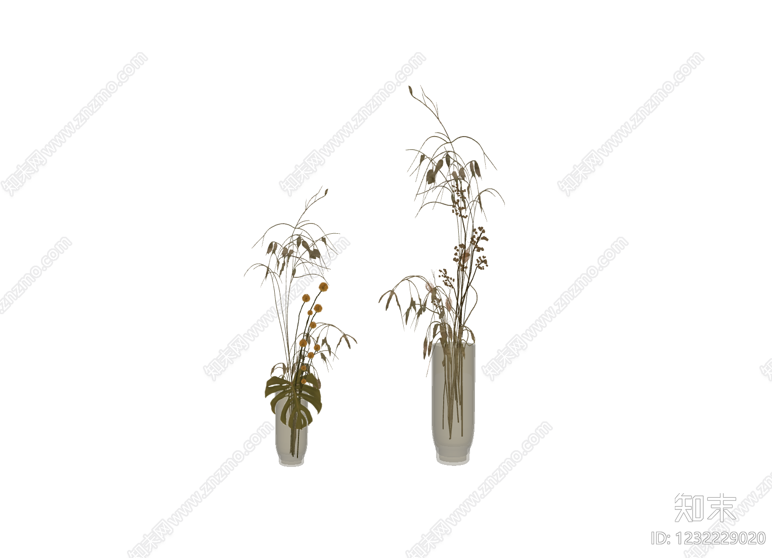 侘寂植物组合SU模型下载【ID:1232229020】