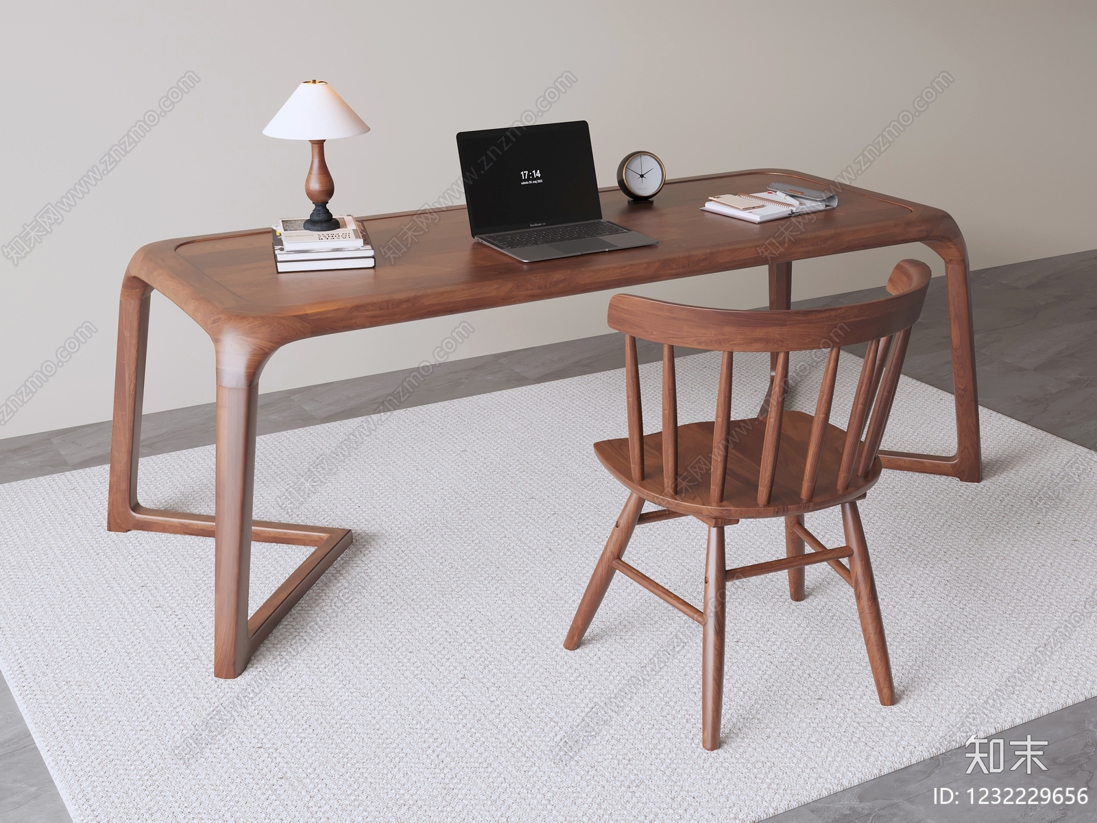 中古风书桌椅3D模型下载【ID:1232229656】