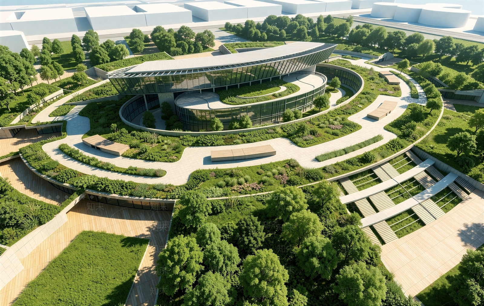现代主义展览馆建筑SU模型下载【ID:1232230147】