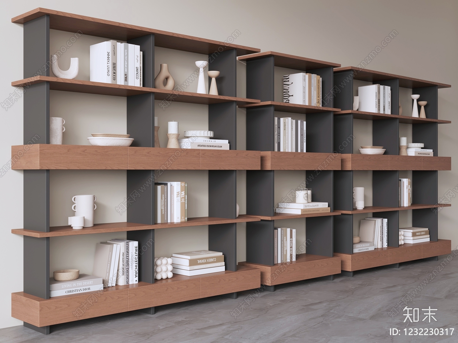 现代简约书架3D模型下载【ID:1232230317】