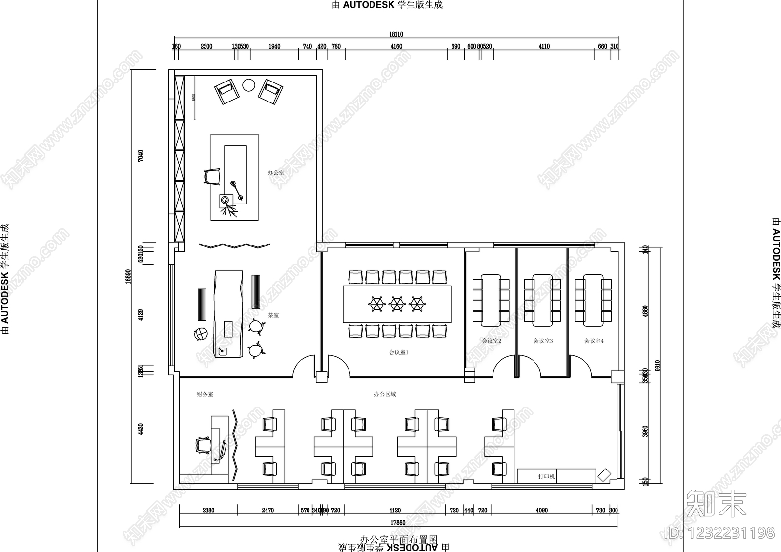 整体办公空间cad施工图下载【ID:1232231198】