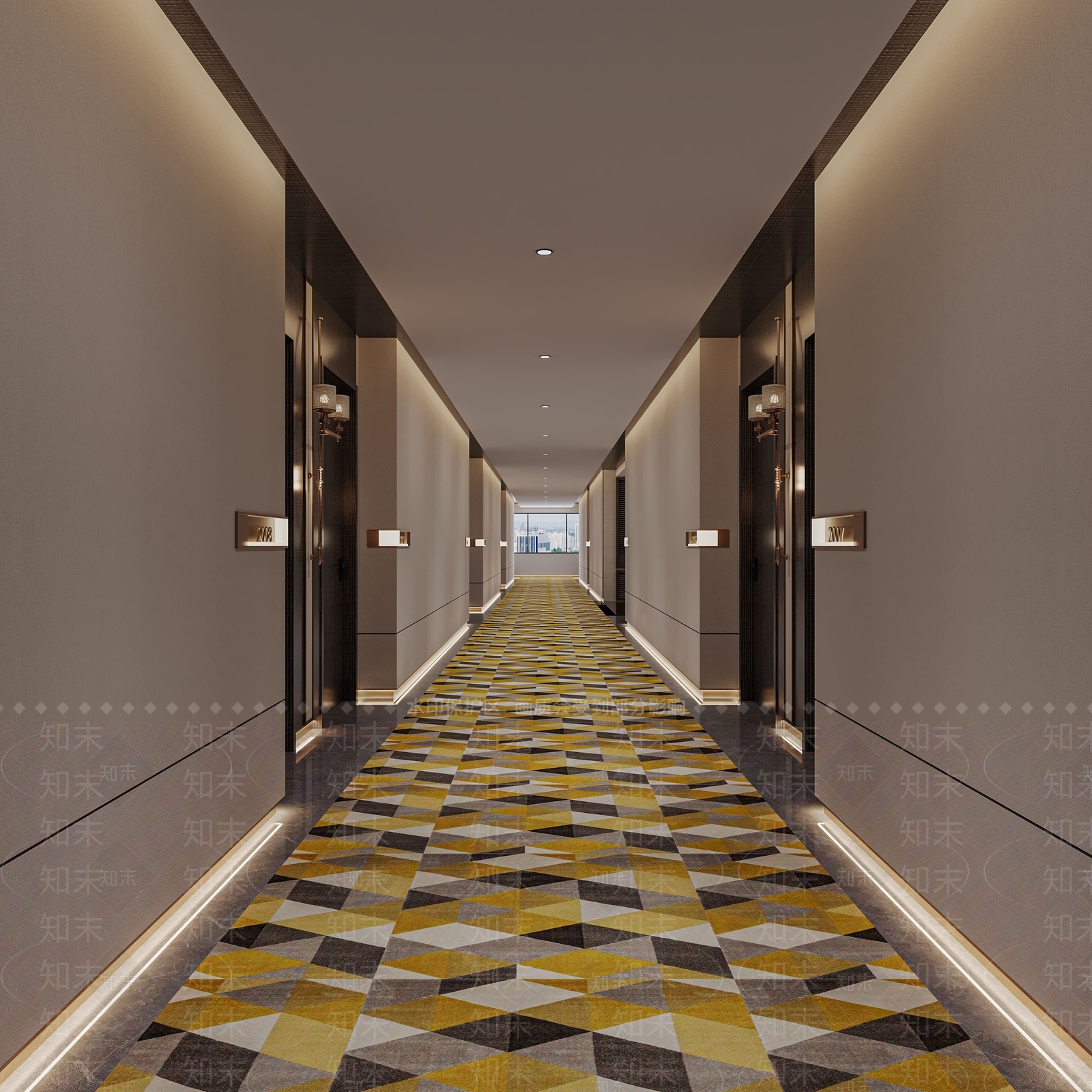 轻奢酒店走廊3D模型下载【ID:1232231758】