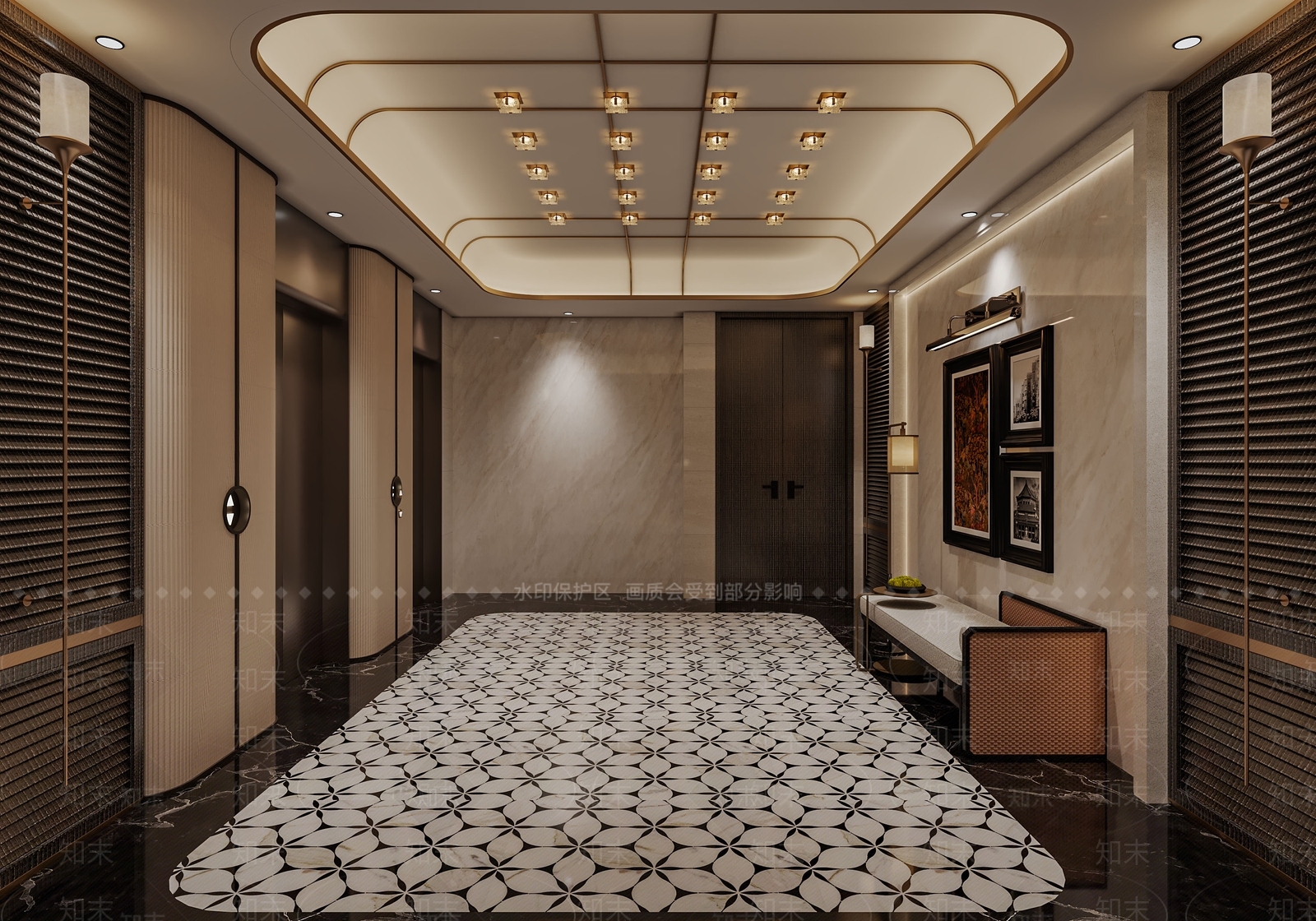轻奢酒店走廊3D模型下载【ID:1232231758】