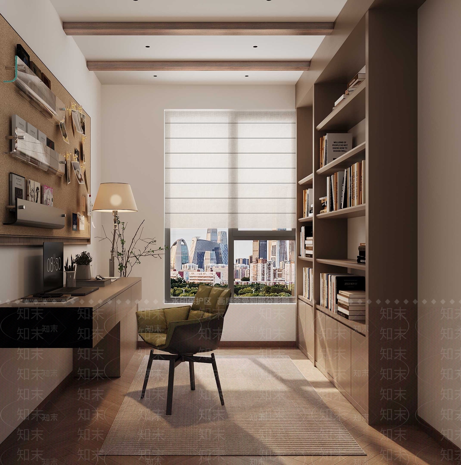 现代简约书房3D模型下载【ID:1232231828】