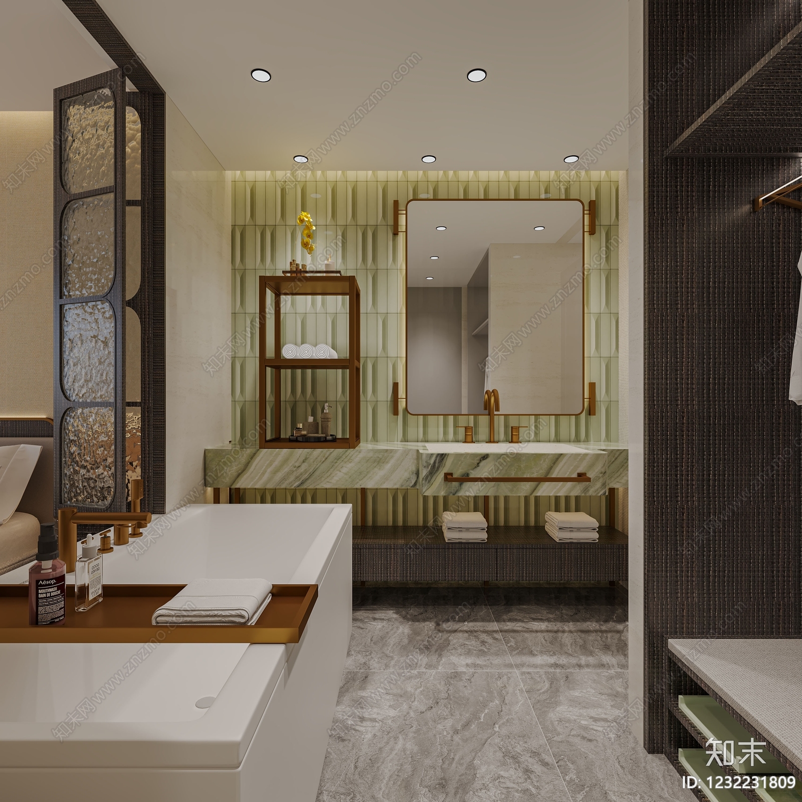 轻奢酒店客房3D模型下载【ID:1232231809】
