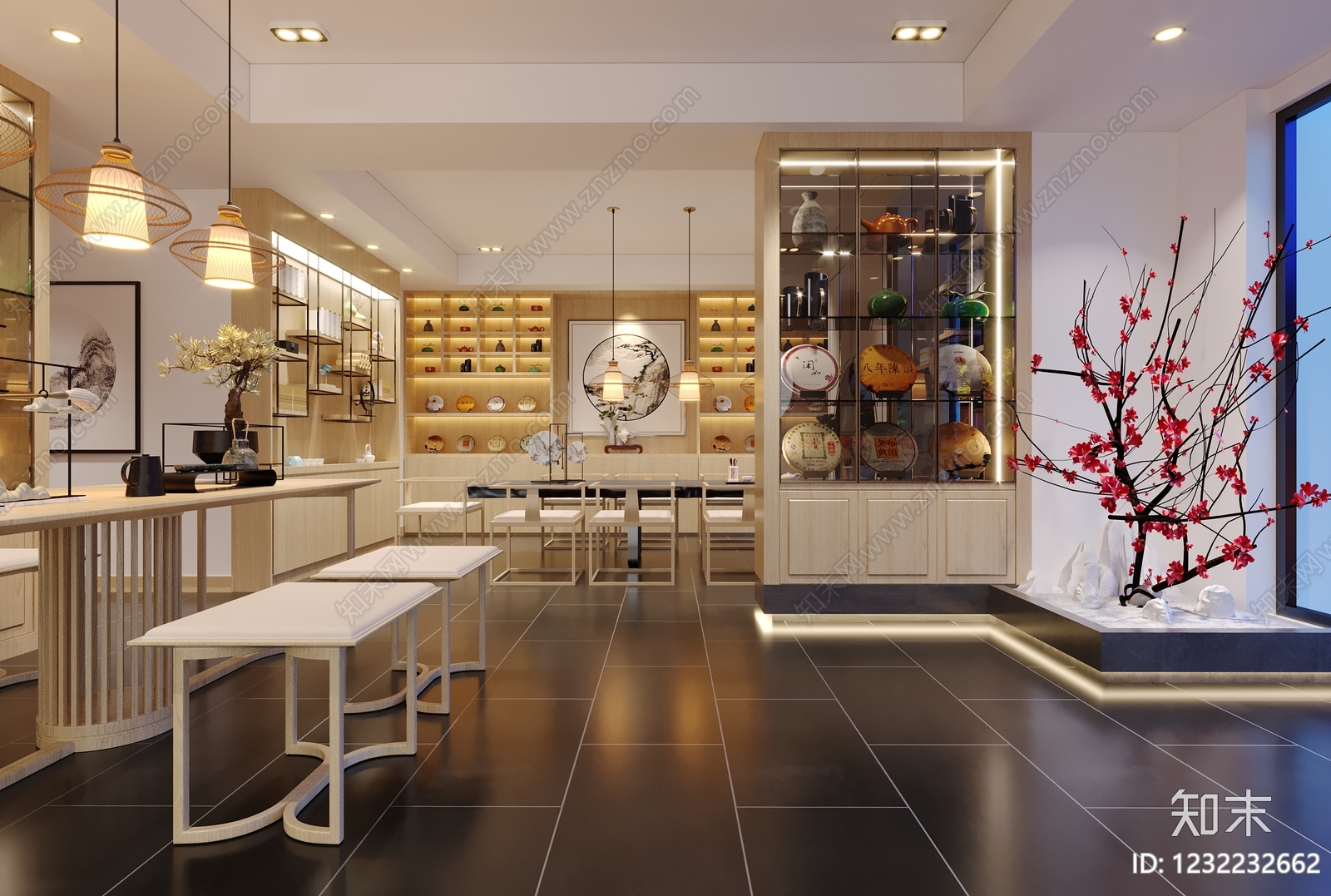 新中式茶叶店3D模型下载【ID:1232232662】