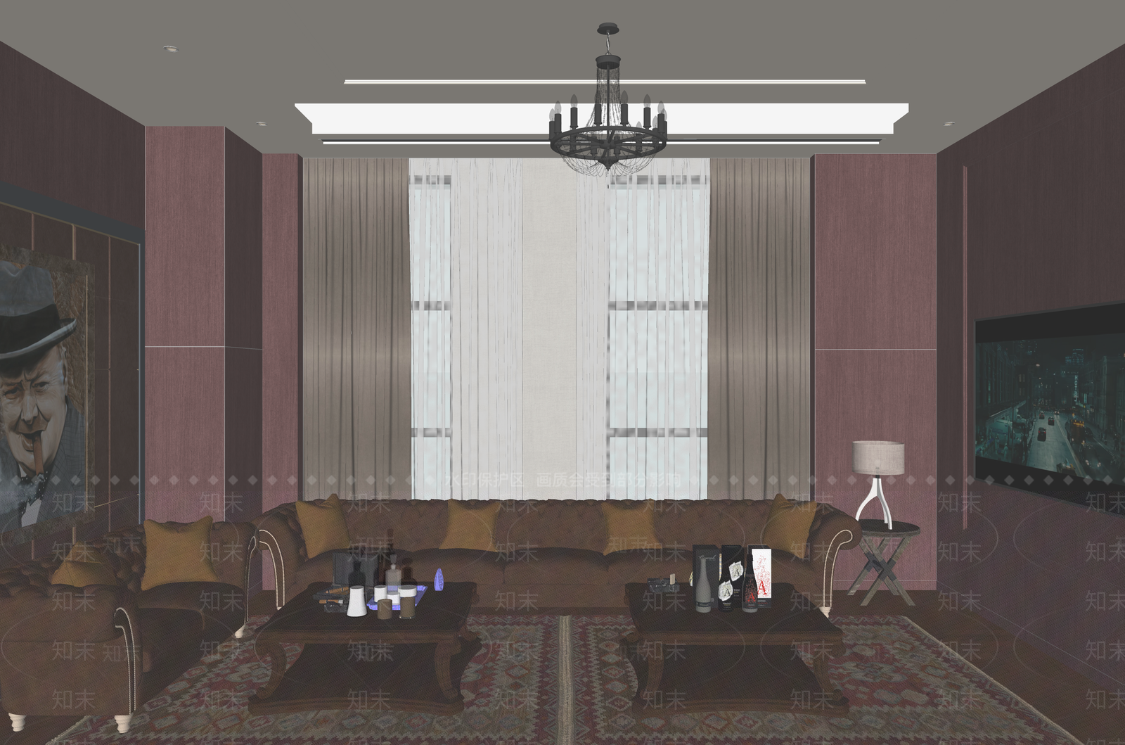 美式会所SU模型下载【ID:1232235371】