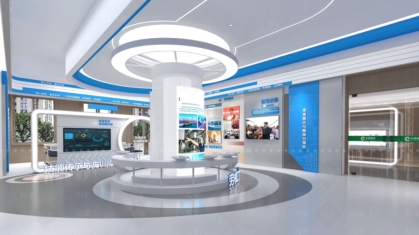 现代简约企业文化展厅3D模型下载【ID:1232235843】
