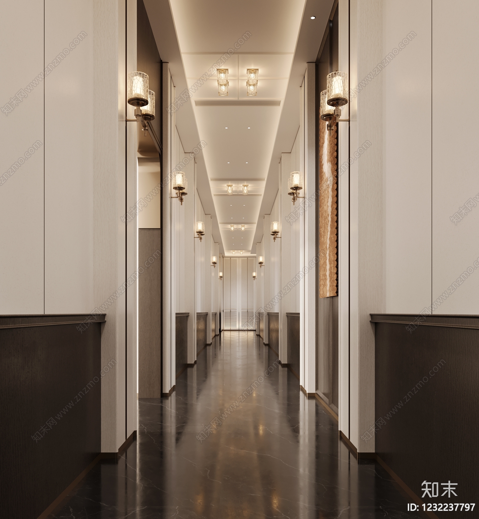 轻奢酒店走廊3D模型下载【ID:1232237797】