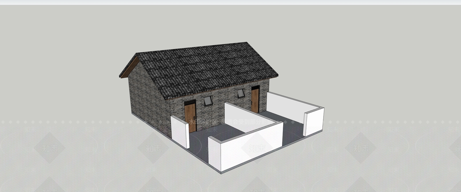 中式古建乡村民房SU模型下载【ID:1232237768】