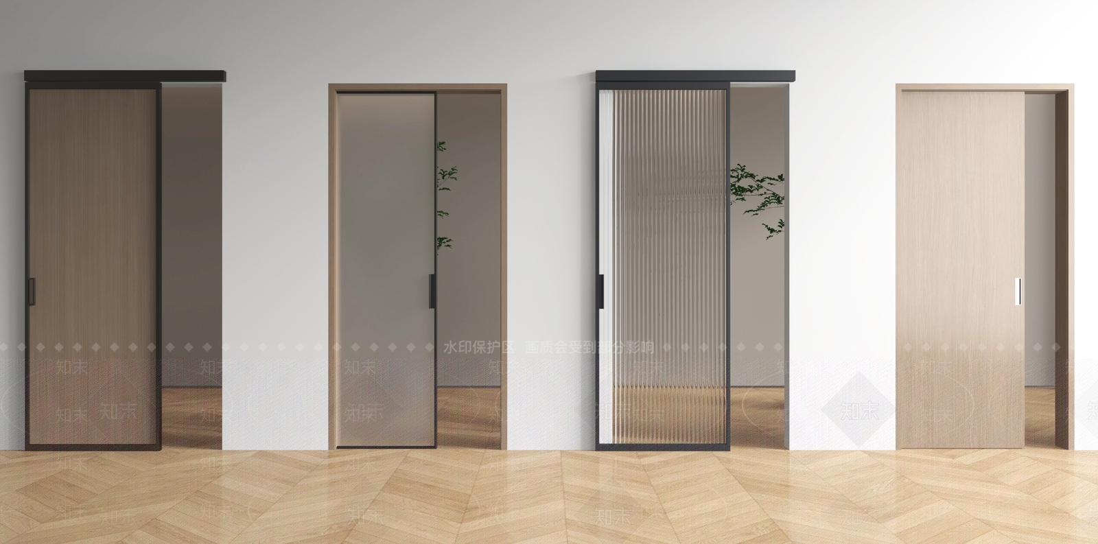现代简约推拉门SU模型草图