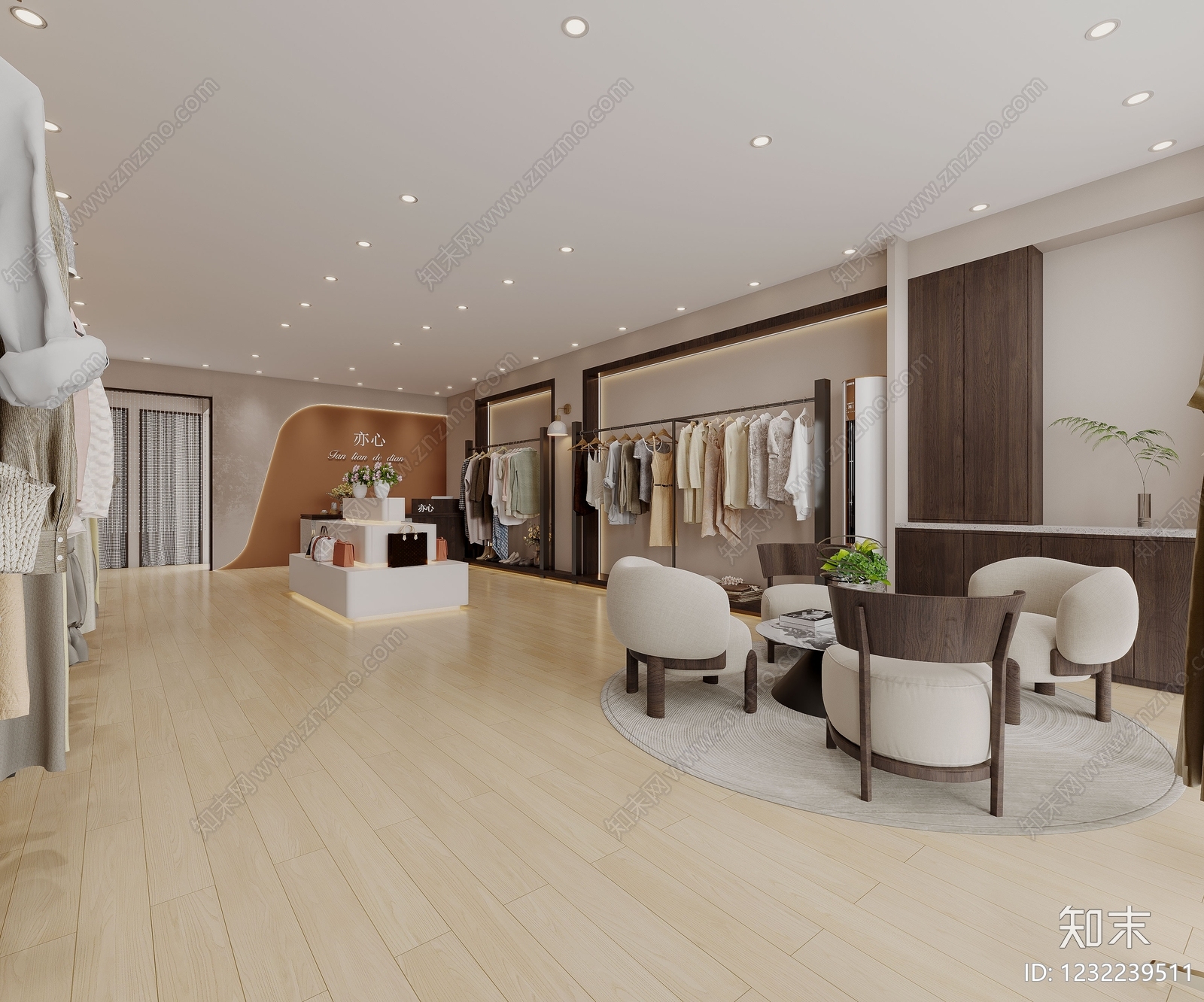 奶油风服装店3D模型下载【ID:1232239511】
