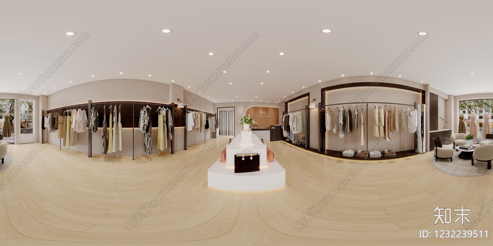 奶油风服装店3D模型下载【ID:1232239511】