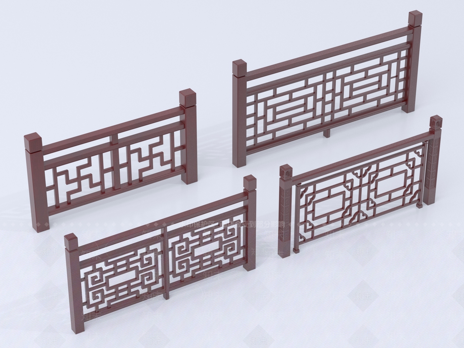 新中式栏杆3D模型下载【ID:1232242994】
