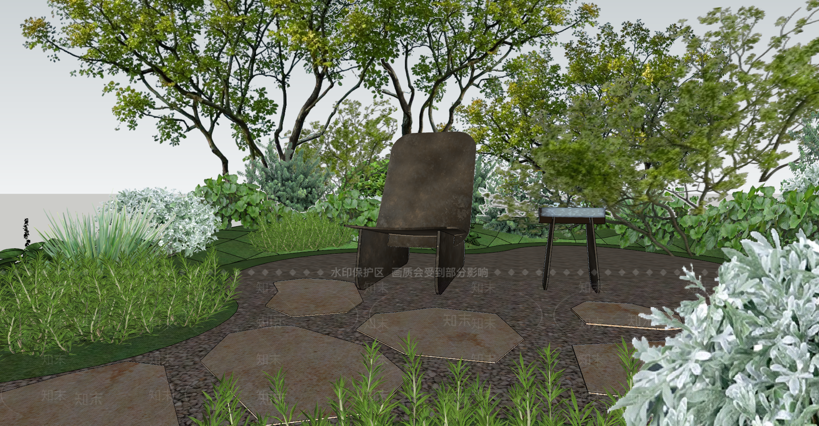 现代主义景观座椅SU模型下载【ID:1232243874】
