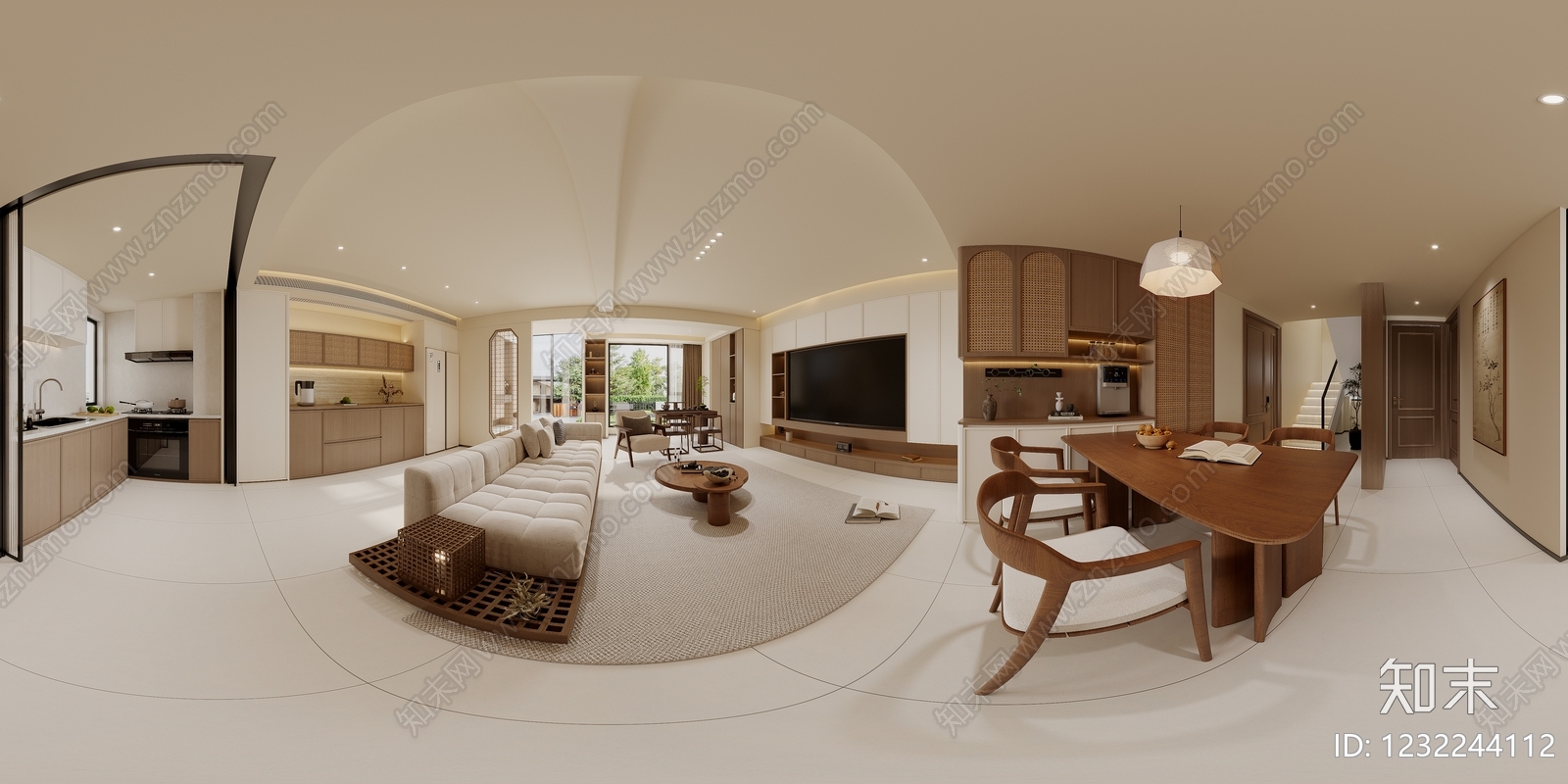 新中式宋式客餐厅3D模型下载【ID:1232244112】