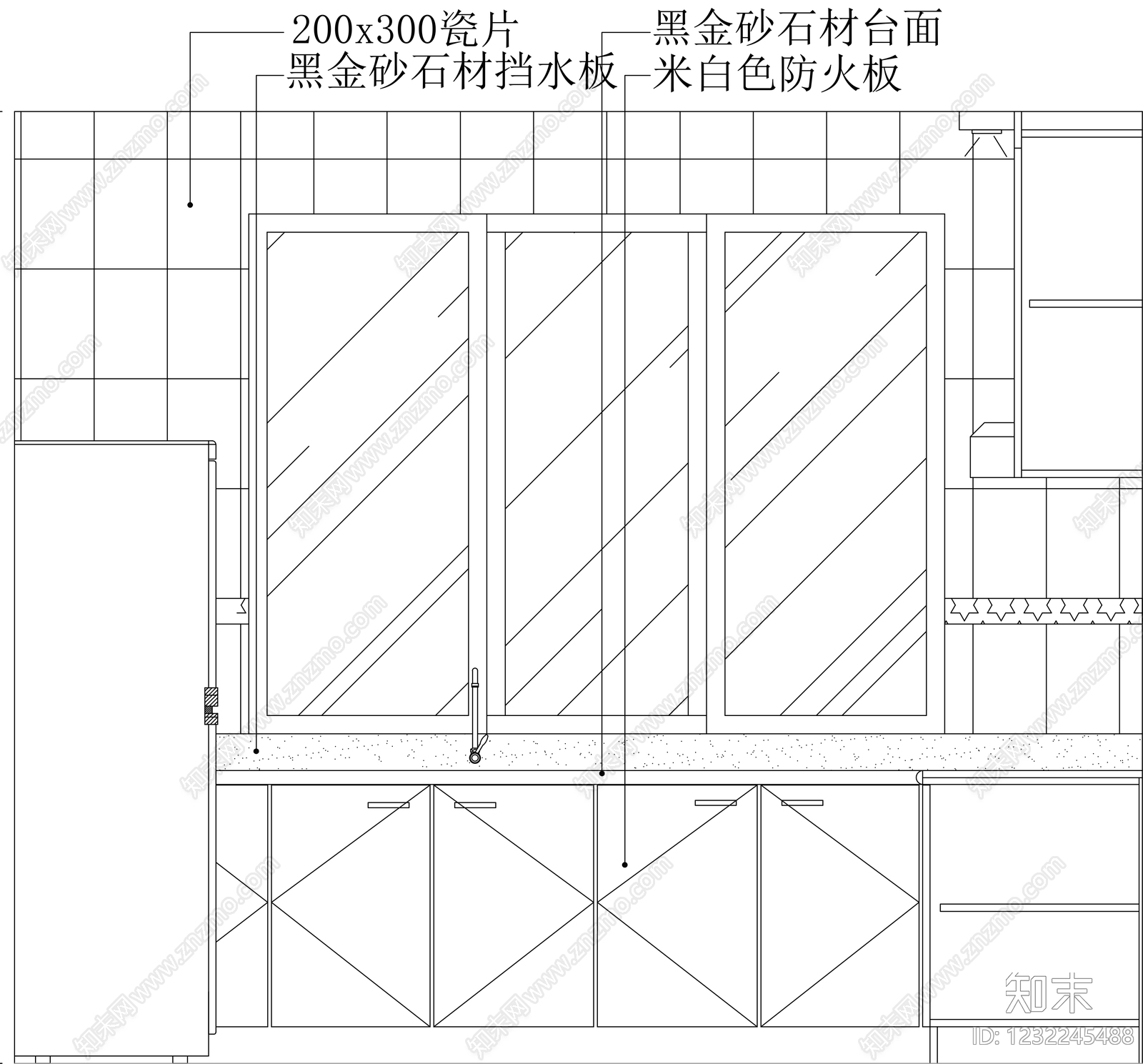 厨房cad施工图下载【ID:1232245488】