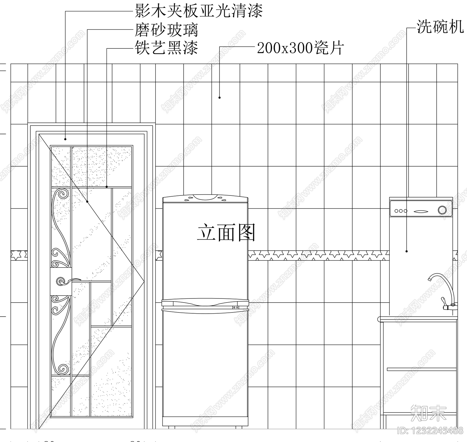 厨房cad施工图下载【ID:1232245488】