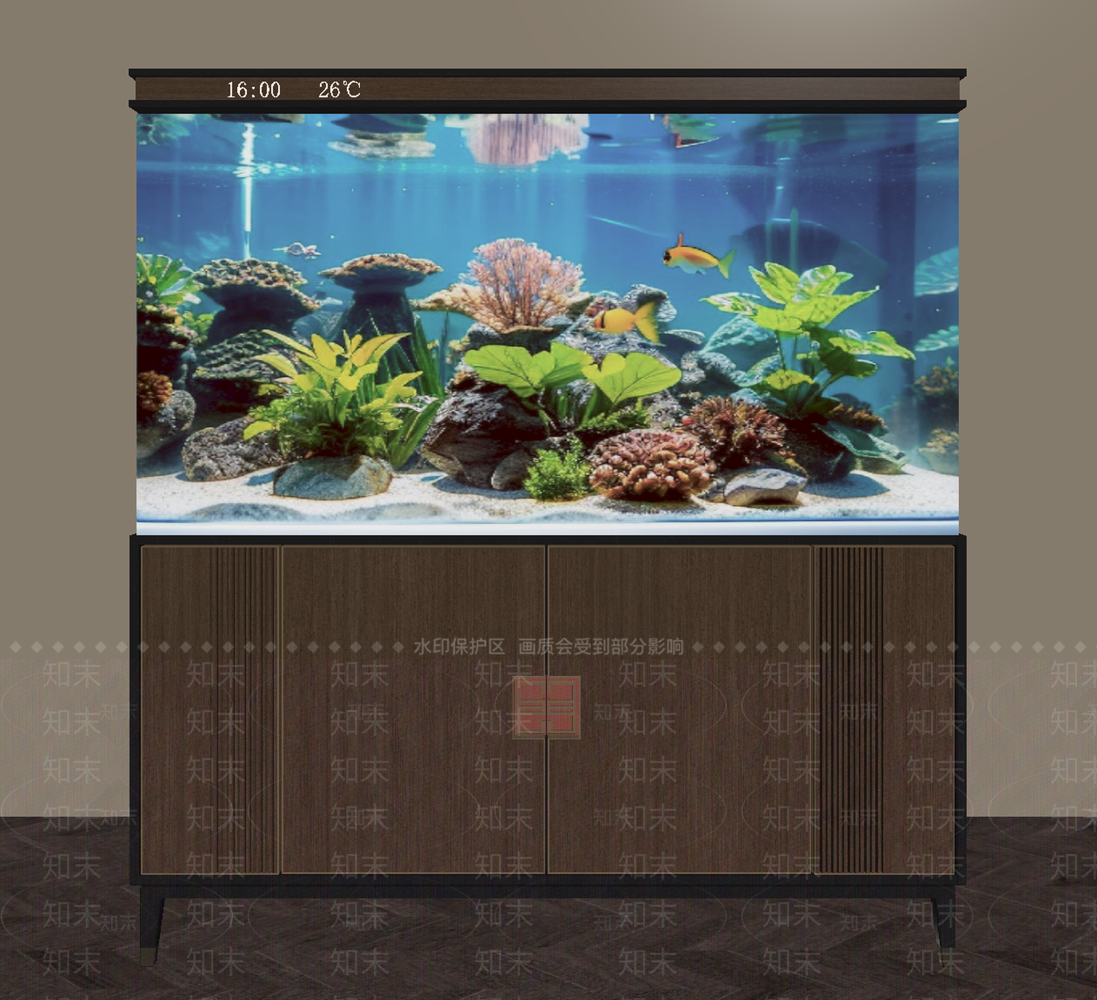新中式鱼缸柜SU模型下载【ID:1232246177】