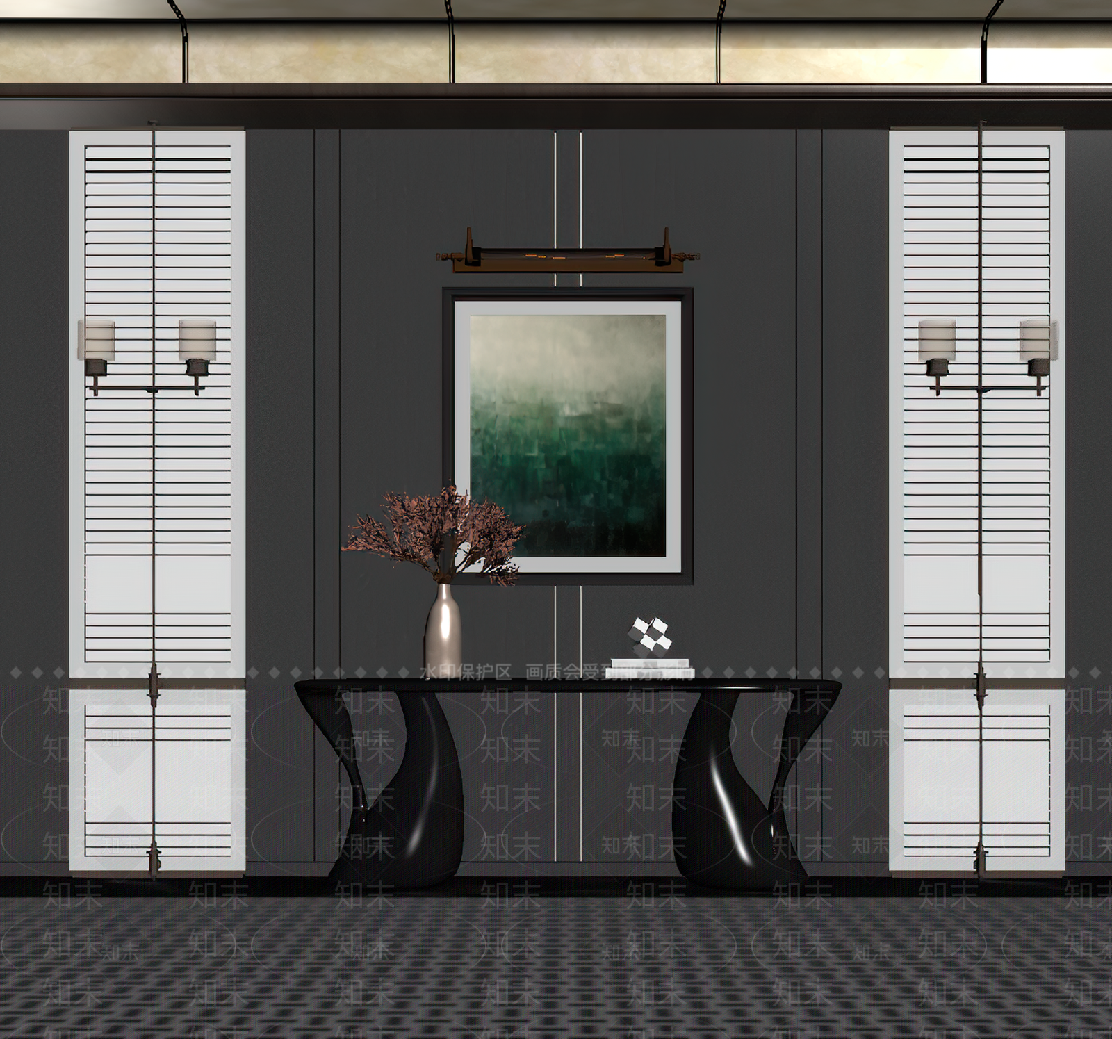 轻奢酒店大堂SU模型下载【ID:1232246380】