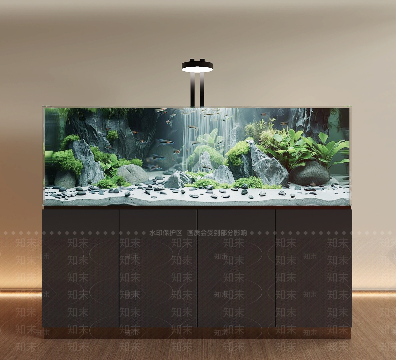 现代简约鱼缸3D模型下载【ID:1232246347】