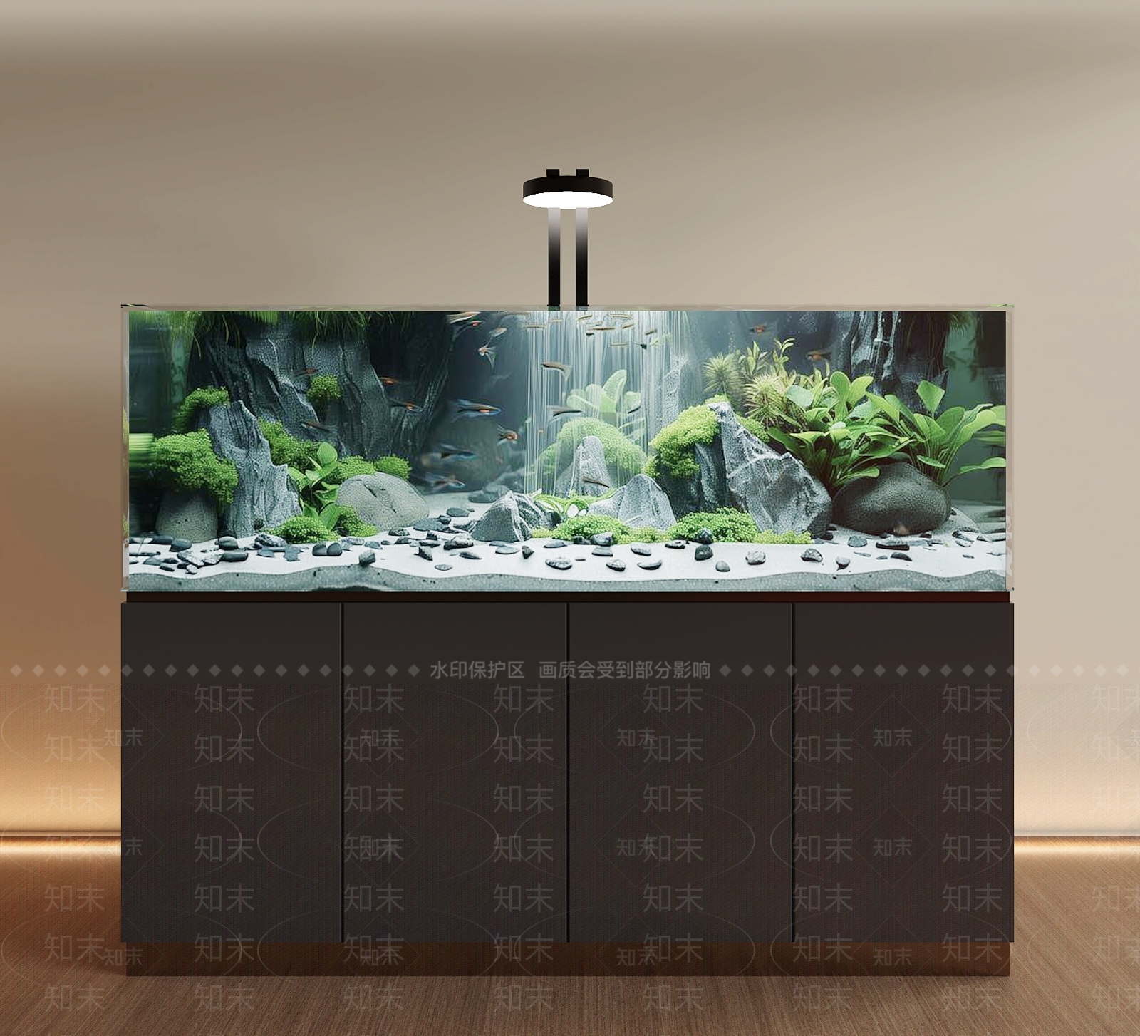 现代简约鱼缸SU模型下载【ID:1232246434】