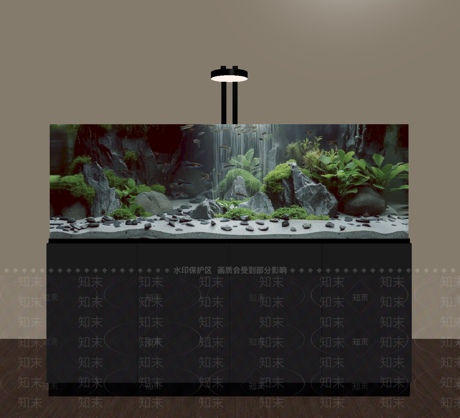 现代简约鱼缸SU模型下载【ID:1232246434】