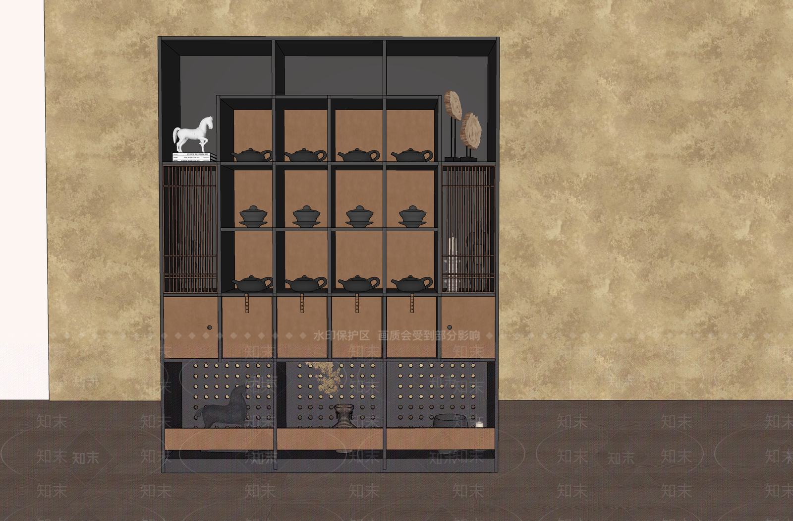 新中式博古架SU模型下载【ID:1232247928】