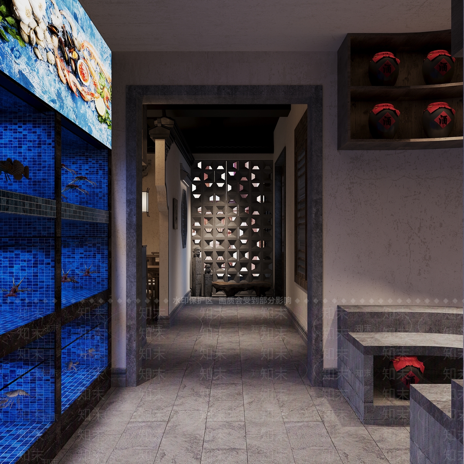 新中式中餐厅3D模型下载【ID:1232248440】
