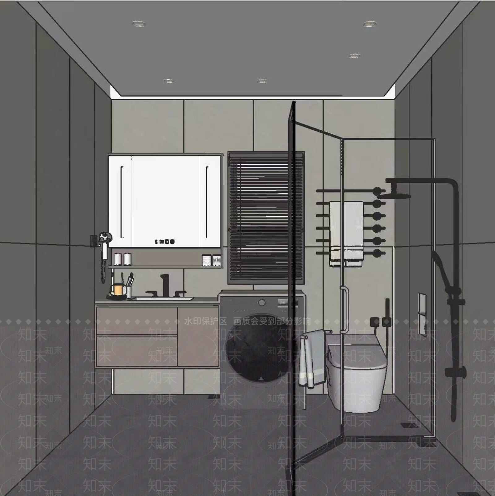 现代简约卫生间SU模型下载【ID:1232248680】