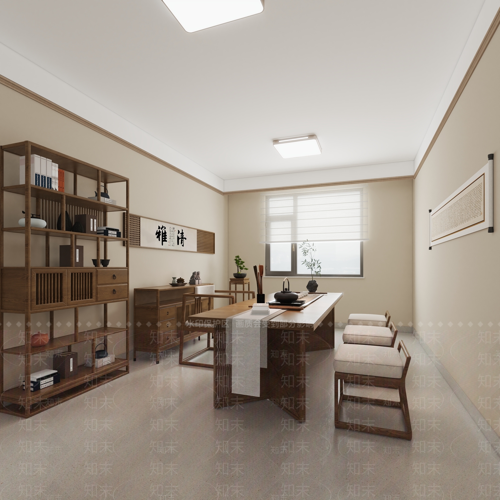 新中式茶馆3D模型下载【ID:1232249471】