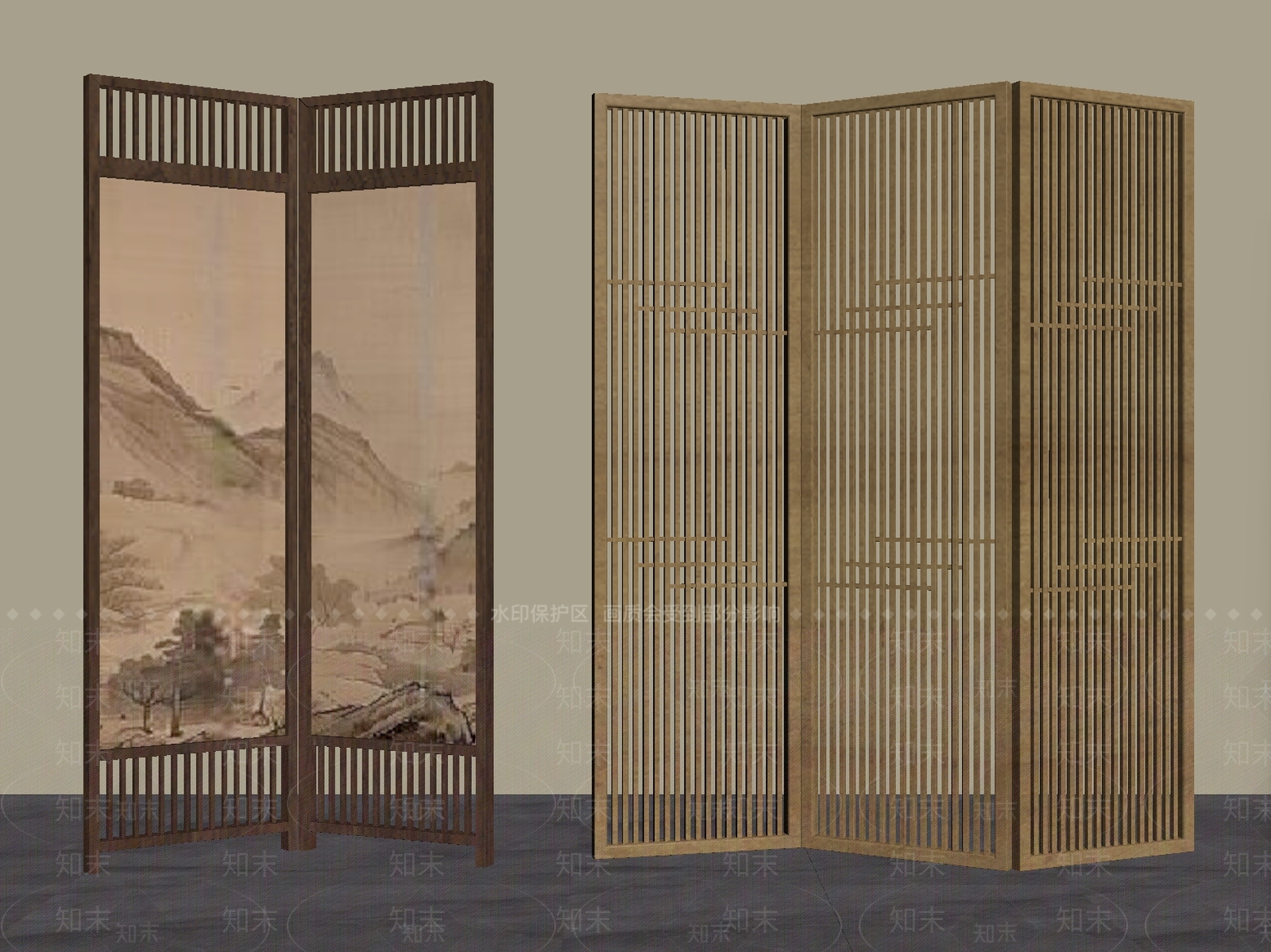 新中式屏风SU模型下载【ID:1232249954】